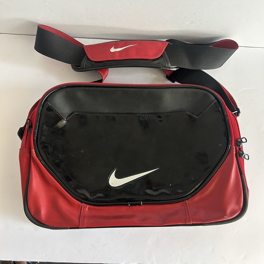 Nike Enamel Vintage Sport Messenger Shoulder Bag Red Black